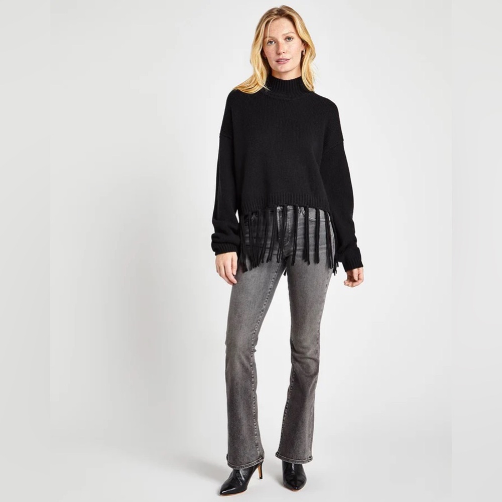 NWT SPLENDID - Riley Fringe Sweater - Black - Size Large - Picture 4 of 12